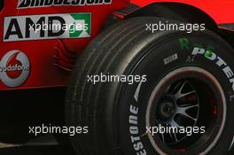 15.07.2006 Magny Cours, France,  Bridgestone rear tyre of Michael Schumacher (GER), Scuderia Ferrari - Formula 1 World Championship, Rd 11, French Grand Prix, Saturday Qualifying