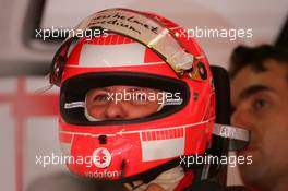 15.07.2006 Magny Cours, France,  Michael Schumacher (GER), Scuderia Ferrari, with a new helmet - Formula 1 World Championship, Rd 11, French Grand Prix, Saturday Practice