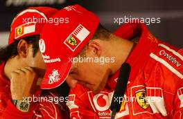 15.07.2006 Magny Cours, France,  Michael Schumacher (GER), Scuderia Ferrari, Portrait and Felipe Massa (BRA), Scuderia Ferrari, Portrait - Formula 1 World Championship, Rd 11, French Grand Prix, Saturday Press Conference