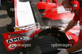 15.07.2006 Magny Cours, France,  Car of Michael Schumacher (GER), Scuderia Ferrari 248 F1, caught fire when returning in the pits - Formula 1 World Championship, Rd 11, French Grand Prix, Saturday Practice