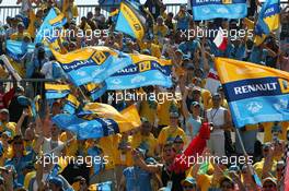 16.07.2006 Magny Cours, France,  Renault fans on the grandstand - Formula 1 World Championship, Rd 11, French Grand Prix, Sunday