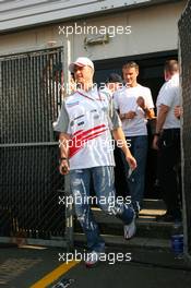 09.06.2006 Silverstone, England,  Ralf Schumacher (GER), Toyota Racing leaving drivers briefing - Formula 1 World Championship, Rd 8, British Grand Prix, Friday Practice