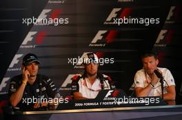 08.06.2006 Silverstone, England,  Mark Webber (AUS), Williams F1 Team, Jenson Button (GBR), Honda Racing F1 Team and David Coulthard (GBR), Red Bull Racing - Formula 1 World Championship, Rd 8, British Grand Prix, Thursday Press Conference