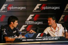 08.06.2006 Silverstone, England,  Mark Webber (AUS), Williams F1 Team and David Coulthard (GBR), Red Bull Racing  - Formula 1 World Championship, Rd 8, British Grand Prix, Thursday Press Conference