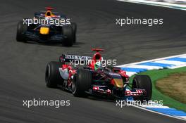 28.07.2006 Hockenheim, Germany,  Vitantonio Liuzzi (ITA), Scuderia Toro Rosso STR 01, leads David Coulthard (GBR), Red Bull Racing RB2 - Formula 1 World Championship, Rd 12, German Grand Prix, Friday Practice
