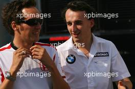 28.07.2006 Hockenheim, Germany,  Franck Montagny (FRA), Super Aguri F1 and Robert Kubica (POL), Test Driver, BMW Sauber F1 Team - Formula 1 World Championship, Rd 12, German Grand Prix, Friday