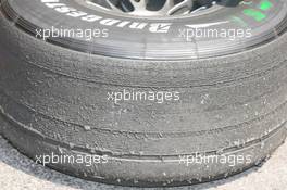 28.07.2006 Hockenheim, Germany,  A very worn Bridgestone tyre of Michael Schumacher (GER), Scuderia Ferrari, F2006 - Formula 1 World Championship, Rd 12, German Grand Prix, Friday Practice