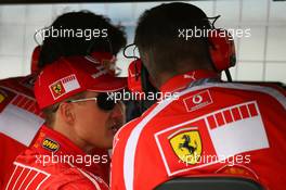 28.07.2006 Hockenheim, Germany,  Michael Schumacher (GER), Scuderia Ferrari talks with Ross Brawn (GBR), Scuderia Ferrari, Technical Director - Formula 1 World Championship, Rd 12, German Grand Prix, Friday Practice