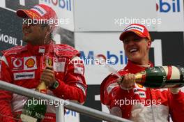 30.07.2006 Hockenheim, Germany,  2nd place Felipe Massa (BRA), Scuderia Ferrari and 1st place Michael Schumacher (GER), Scuderia Ferrari - Formula 1 World Championship, Rd 12, German Grand Prix, Sunday Podium