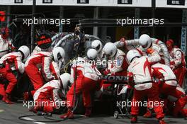 30.07.2006 Hockenheim, Germany,  PIT STOP - Takuma Sato (JPN), Super Aguri F1 - Formula 1 World Championship, Rd 12, German Grand Prix, Sunday Race