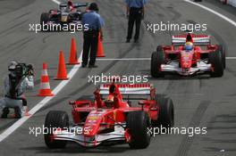 30.07.2006 Hockenheim, Germany,  Michael Schumacher (GER), Scuderia Ferrari and Felipe Massa (BRA), Scuderia Ferrari - Formula 1 World Championship, Rd 12, German Grand Prix, Sunday Race