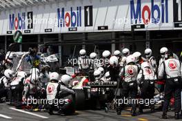 30.07.2006 Hockenheim, Germany,  PIT STOP - Rubens Barrichello (BRA), Honda Racing F1 Team - Formula 1 World Championship, Rd 12, German Grand Prix, Sunday Race