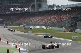 30.07.2006 Hockenheim, Germany,  Rubens Barrichello (BRA), Honda Racing F1 Team, RA106, Christian Klien (AUT), Red Bull Racing, RB2 - Formula 1 World Championship, Rd 12, German Grand Prix, Sunday Race