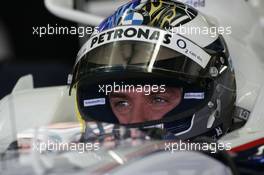 29.07.2006 Hockenheim, Germany,  Nick Heidfeld (GER), BMW Sauber F1 Team, with a new helmet design - Formula 1 World Championship, Rd 12, German Grand Prix, Saturday Practice