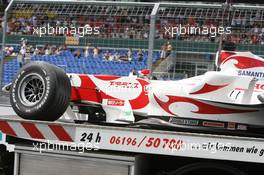 29.07.2006 Hockenheim, Germany,  The wreck of Sakon Yamamoto (JPN) Super Aguri F1 Team, SA06 - Formula 1 World Championship, Rd 12, German Grand Prix, Saturday Practice
