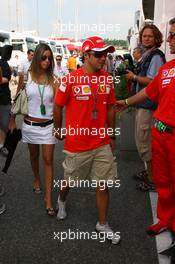 29.07.2006 Hockenheim, Germany,  Felipe Massa (BRA), Scuderia Ferrari arrives at the circuit with his Girlfriend Rafaela Bassi (BRA) - Formula 1 World Championship, Rd 12, German Grand Prix, Saturday