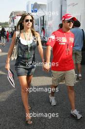 30.07.2006 Hockenheim, Germany,  Felipe Massa (BRA), Scuderia Ferrari arrives at the circuit with his Girlfriend Rafaela Bassi (BRA) - Formula 1 World Championship, Rd 12, German Grand Prix, Sunday