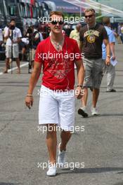 27.07.2006 Hockenheim, Germany,  Michael Schumacher (GER), Scuderia Ferrari, arrives at the circuit - Formula 1 World Championship, Rd 12, German Grand Prix, Thursday