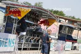 27.07.2006 Hockenheim, Germany,  Red Bull Racing, Pit gantry - Formula 1 World Championship, Rd 12, German Grand Prix, Thursday