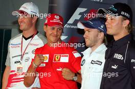 27.07.2006 Hockenheim, Germany,  Ralf Schumacher (GER), Toyota Racing, Michael Schumacher (GER), Scuderia Ferrari, Nick Heidfeld (GER), BMW Sauber F1 Team  and Nico Rosberg (GER), WilliamsF1 Team - Formula 1 World Championship, Rd 12, German Grand Prix, Thursday Press Conference