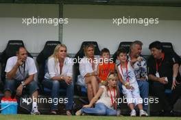 26.07.2006 Mannheim, Germany,  "Spiel des Herzens" - Corina Schumacher (GER), Corinna, Wife of Michael Schumacher is watching the game on the field and Willi Weber (GER), Driver Manager - Michael Schumacher (GER), Scuderia Ferrari - F1 Superstars (Michael Schumacher) plays against the RTL-Superstars, Charity, RTL Stiftung "Kinder in Not", UNESCO - Formula 1 World Championship, Rd 12, German Grand Prix, Wednesday