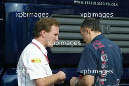 08.09.2006 Monza, Italy,  Christian Horner (GBR), Red Bull Racing, Sporting Director and Franz Tost (AUT), Scuderia Toro Rosso, Team Principal - Formula 1 World Championship, Rd 15, Italian Grand Prix, Friday