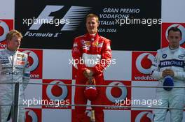 10.09.2006 Monza, Italy,  Winner, Michael Schumacher (GER), Scuderia Ferrari, 248 F1, 2nd Kimi Raikkonen (FIN), Räikkönen, McLaren Mercedes, MP4-21, 3rd, Robert Kubica (POL), BMW Sauber F1 Team, F1.06 - Formula 1 World Championship, Rd 15, Italian Grand Prix, Sunday Podium