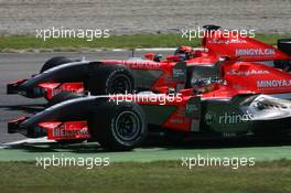 10.09.2006 Monza, Italy,  Tiago Monteiro (POR), Spyker MF1 Racing, Christijan Albers (NED), Spyker MF1 Racing - Formula 1 World Championship, Rd 15, Italian Grand Prix, Saturday Qualifying