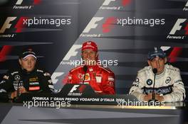 10.09.2006 Monza, Italy,  FIA Press Conference - Kimi Raikkonen (FIN), Räikkönen, McLaren Mercedes and Michael Schumacher (GER), Scuderia Ferrari, Robert Kubica (POL),  BMW Sauber F1 Team   - Formula 1 World Championship, Rd 15, Italian Grand Prix, Sunday