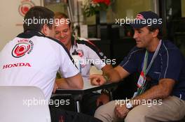 10.09.2006 Monza, Italy,  Alessandro Zanardi, (ITA), BMW WTCC, with Rubens Barrichello (BRA), Honda Racing F1 Team and Gil de Ferran (BRA), Honda Racing F1 Team,  Sporting Director - Formula 1 World Championship, Rd 15, Italian Grand Prix, Sunday