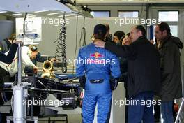 10.02.2006 Jerez, Spain,  Gerhard Berger (AUT) Co-owner Scuderia Toro Rosso visits the track, Franz Tost (AUT), Scuderia Toro Rosso, Team Chief, Scott Speed (USA), Scuderia Toro Rosso