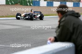 10.02.2006 Jerez, Spain,  Gerhard Berger (AUT) Co-owner Scuderia Toro Rosso visits the track, watches Scott Speed (USA), Scuderia Toro Rosso