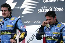 08.10.2006 Suzuka, Japan,  3rd place Giancarlo Fisichella (ITA), Renault F1 Team was emotional on the podium after the death of a close friend last week - Formula 1 World Championship, Rd 17, Japanese Grand Prix, Sunday Podium