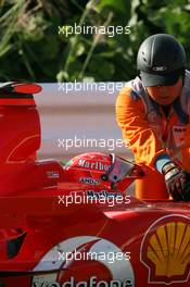 08.10.2006 Suzuka, Japan,  Michael Schumacher (GER), Scuderia Ferrari, 248 F1, Stopped on track, Engine failure - Formula 1 World Championship, Rd 17, Japanese Grand Prix, Sunday Race