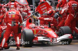 28.05.2006 Monte Carlo, Monaco,  PIT STOP of Michael Schumacher (GER), Scuderia Ferrari  - Formula 1 World Championship, Rd 7, Monaco Grand Prix, Sunday Race