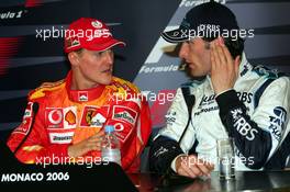 27.05.2006 Monte Carlo, Monaco,  Michael Schumacher (GER), Scuderia Ferrari and Mark Webber (AUS), Williams F1 Team - Formula 1 World Championship, Rd 7, Monaco Grand Prix, Saturday Press Conference
