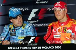 27.05.2006 Monte Carlo, Monaco,  Fernando Alonso (ESP), Renault F1 Team, in the naew R26 and Michael Schumacher (GER), Scuderia Ferrari  - Formula 1 World Championship, Rd 7, Monaco Grand Prix, Saturday Press Conference