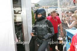 24.05.2006 Monte Carlo, Monaco,  Arrival of Michael Schumacher (GER), Scuderia Ferrari with the Harley at the Paddock - Formula 1 World Championship, Rd 7, Monaco Grand Prix, Wednesday