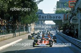 ARCHIVE IMAGES, Gianclaudio, Clay Regazzoni in memoriam, Clay Regazzoni Clay Regazzoni leads Ferrari team-mate Niki Lauda on the first lap of the 1974 Monaco Grand Prix