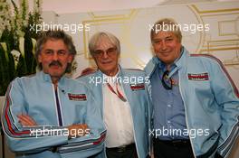 21.04.2006 Imola, Italy,  The Ex Brahbam team Gordon Murray, ex Brabham and McLaren Designer with Bernie Ecclestone (GBR) and Herbie Blash (GBR), FIA observer - Formula 1 World Championship, Rd 4, San Marino Grand Prix, Friday