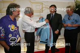 21.04.2006 Imola, Italy,  Bernie Ecclestone (GBR) with the retro jacket he once worn when he was at Brabham F1 - Formula 1 World Championship, Rd 4, San Marino Grand Prix, Friday