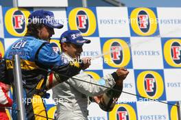 23.04.2006 Imola, Italy,  Fernando Alonso (ESP), Renault F1 Team and Juan-Pablo Montoya (COL), Juan Pablo, McLaren Mercedes - Formula 1 World Championship, Rd 4, San Marino Grand Prix, Sunday Podium