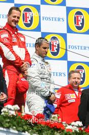 23.04.2006 Imola, Italy,  Michael Schumacher (GER), Scuderia Ferrari with Juan-Pablo Montoya (COL), Juan Pablo, McLaren Mercedes and Jean Todt (FRA), Scuderia Ferrari, Teamchief, General Manager, Team Principal - Formula 1 World Championship, Rd 4, San Marino Grand Prix, Sunday Podium