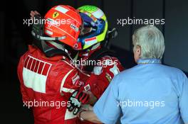 23.04.2006 Imola, Italy,  Michael Schumacher (GER), Scuderia Ferrari and Felipe Massa (BRA), Scuderia Ferrari - Formula 1 World Championship, Rd 4, San Marino Grand Prix, Sunday Podium