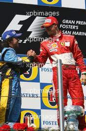 23.04.2006 Imola, Italy,  Fernando Alonso (ESP), Renault F1 Team and Michael Schumacher (GER), Scuderia Ferrari - Formula 1 World Championship, Rd 4, San Marino Grand Prix, Sunday Podium