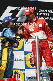 23.04.2006 Imola, Italy,  Fernando Alonso (ESP), Renault F1 Team and Michael Schumacher (GER), Scuderia Ferrari - Formula 1 World Championship, Rd 4, San Marino Grand Prix, Sunday Podium