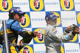 23.04.2006 Imola, Italy,  Fernando Alonso (ESP), Renault F1 Team and Juan-Pablo Montoya (COL), Juan Pablo, McLaren Mercedes - Formula 1 World Championship, Rd 4, San Marino Grand Prix, Sunday Podium