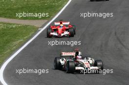 23.04.2006 Imola, Italy,  Rubens Barrichello (BRA), Honda Racing F1 Team, RA106  leads Felipe Massa (BRA), Scuderia Ferrari, 248 F1 - Formula 1 World Championship, Rd 4, San Marino Grand Prix, Sunday Race