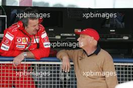 22.04.2006 Imola, Italy,  Nigel Stepney (GBR), Scuderia Ferrari, Race technical manager with Nikki Lauda (AUT) - Formula 1 World Championship, Rd 4, San Marino Grand Prix, Saturday Practice