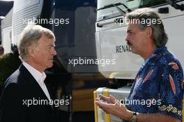 22.04.2006 Imola, Italy,  Max Mosley (GBR), FIA President with Gordon Murray, ex Brabham and McLaren Designer - Formula 1 World Championship, Rd 4, San Marino Grand Prix, Saturday